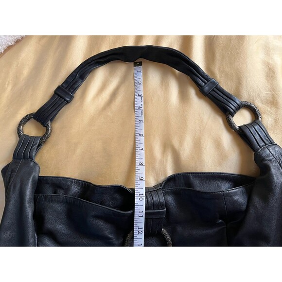 BCBGMAXAZRIA Black Leather Hobo Bag Extra Large Oversized Slouchy Tote VINTAGE - Picture 10 of 16